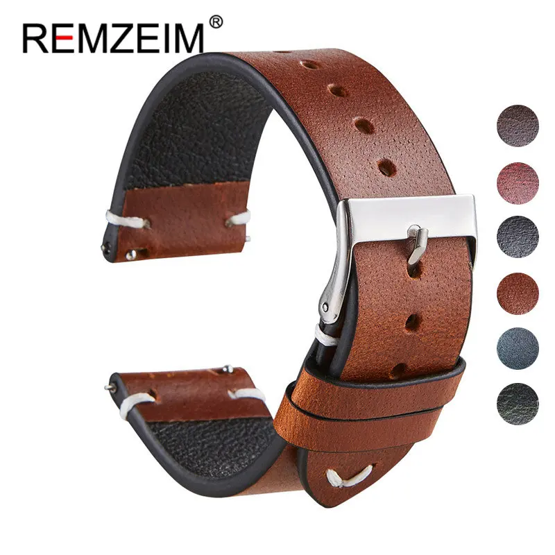 Leather Strap Quick Release - REMZEIM 퀵릴리즈 가죽 시계 밴드, 캐주얼