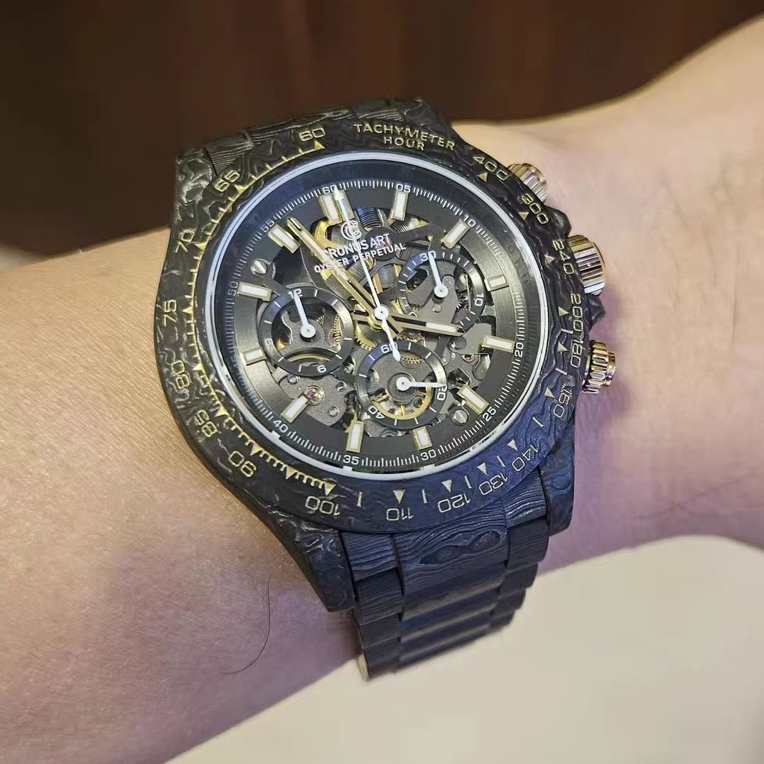 Canvas Strap Watch - CRONUSART 남성용 크로노그래프 시계 자동 기계식