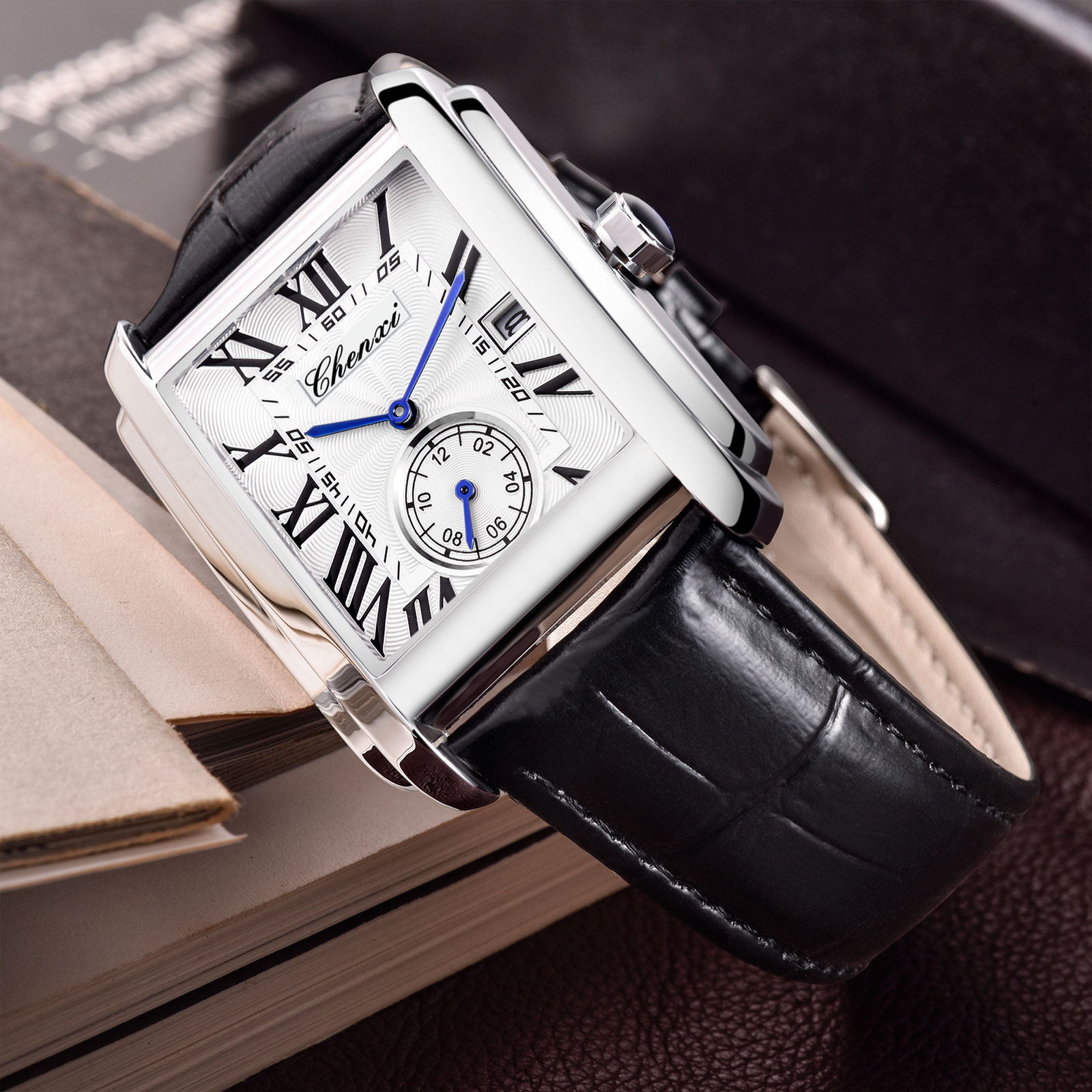 Chenxi 8216 새로운 패션 소년 클래식 직사각형 - Leather Watch Band Men 리뷰 및 가격
