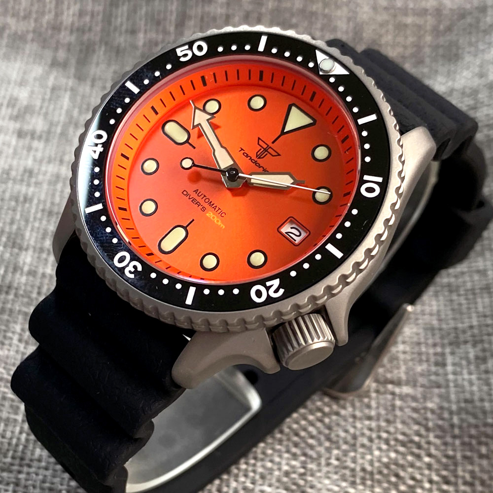 탄도리오 41mm 티타늄 NH35 남성용 시계 오렌지  - Rubber Strap Diver 리뷰 및 가격
