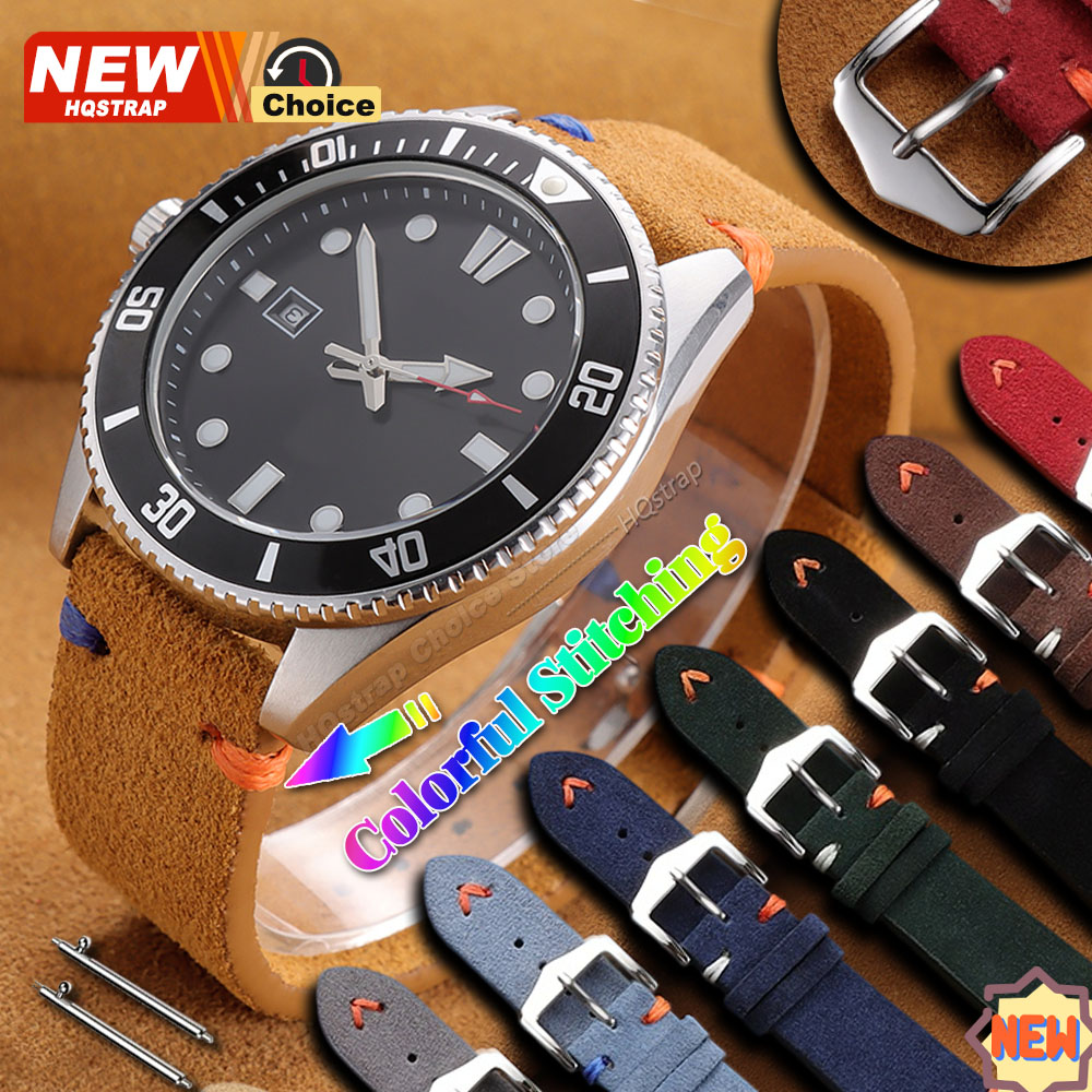 새로운 다채로운 스티치 스웨이드 스트랩 22mm 20m - Suede Strap Watch 리뷰 및 가격