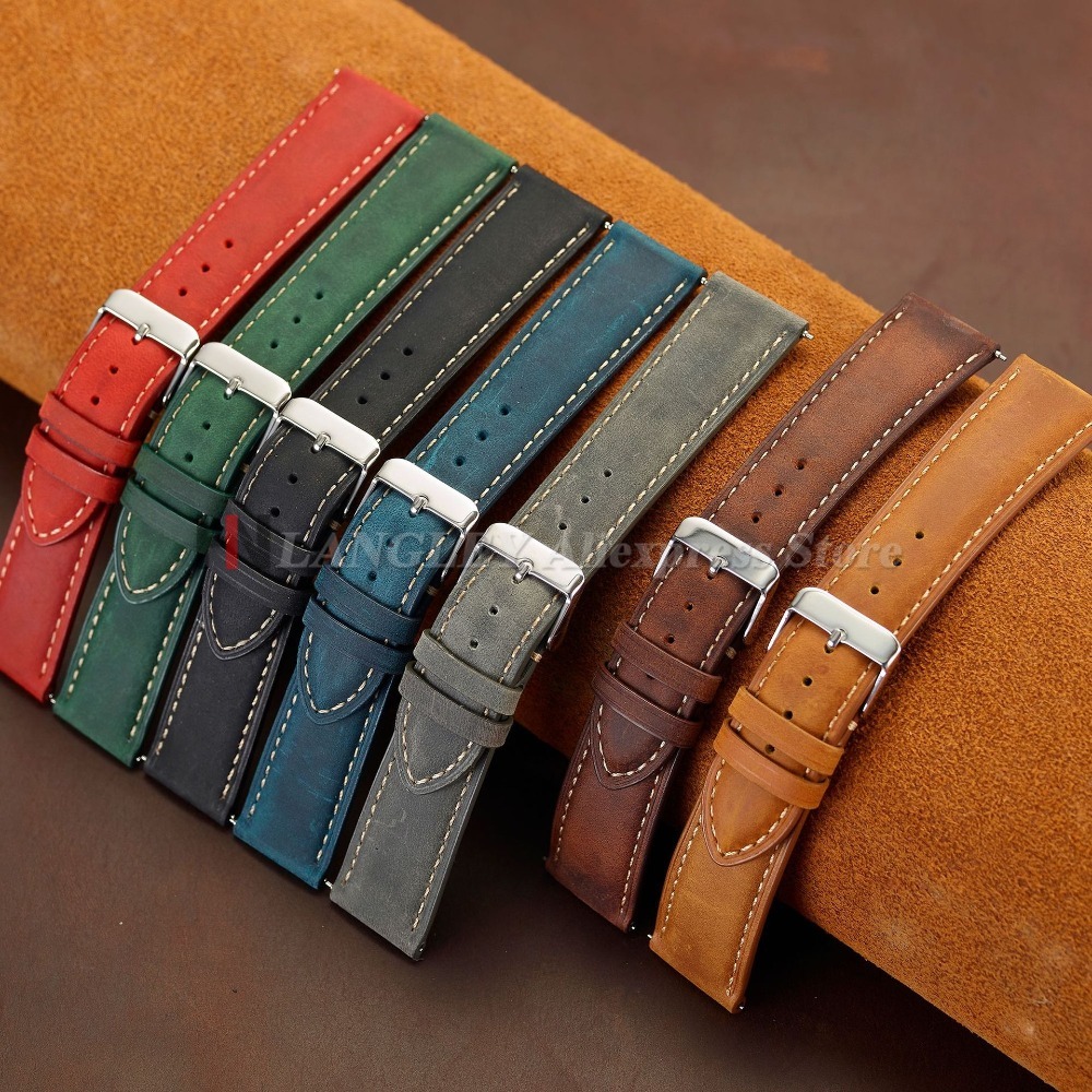 빈티지 시계 스트랩 14mm 16mm 18mm 20mm - Leather Strap Quick Release 리뷰 및 가격