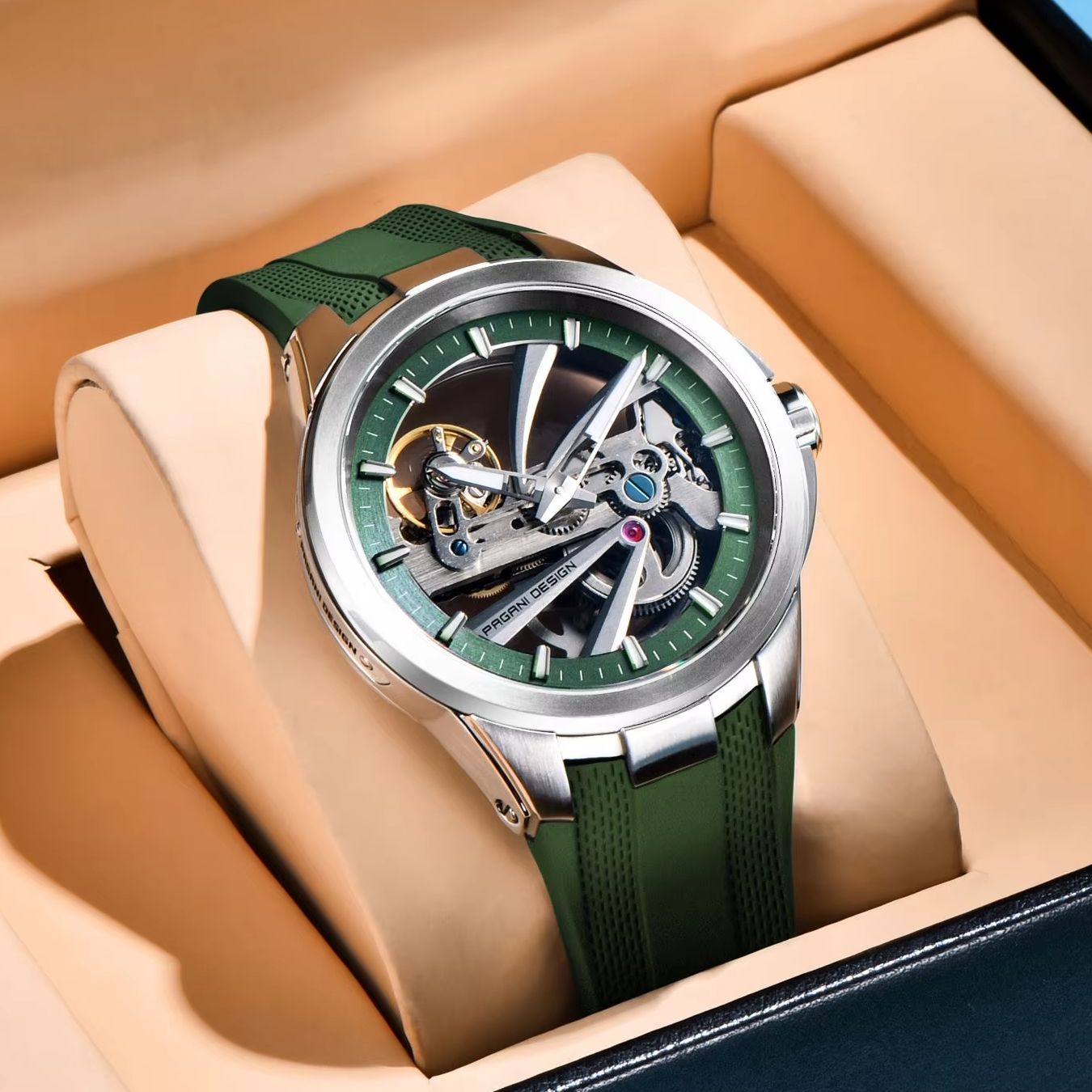 그린 스켈레톤 PAGANI DESIGN PDYS030  - Rubber Strap Diver 리뷰 및 가격