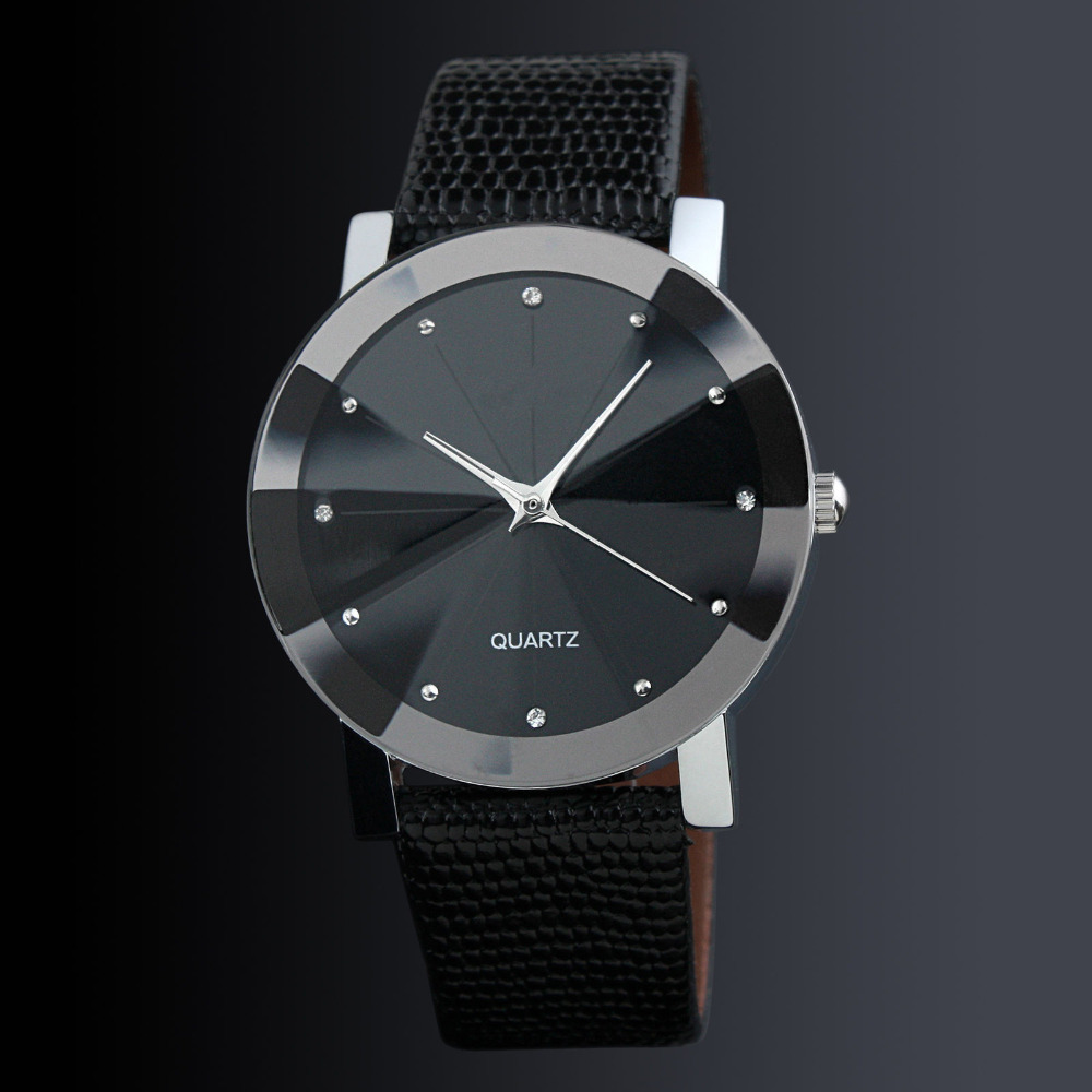 패션 캐주얼 남성 시계 블랙 가죽 밴드 쿼츠 손목 시계 - Leather Watch Band Men 리뷰 및 가격