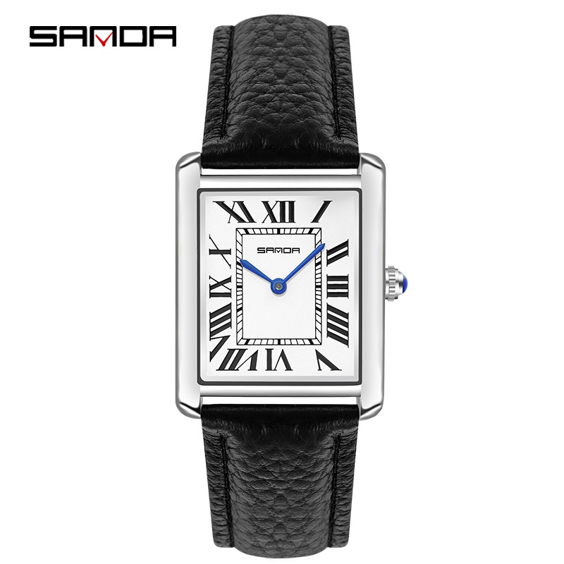 Sanda 남녀공용 직사각형 손목 시계, 유니섹스 실버 - Leather Watch Band Men 리뷰 및 가격
