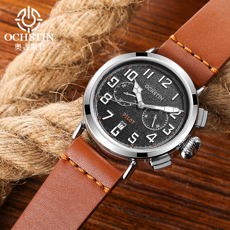 OCHSTIN 정품 가죽 스트랩 남성 쿼츠 손목시계 남 - Leather Watch Band Men 리뷰 및 가격